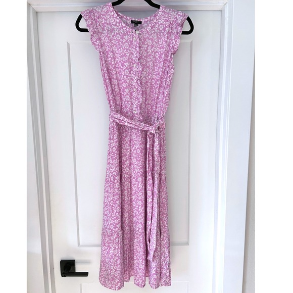 Talbots Dresses & Skirts - Talbots Petite Orchid Pink Floral Ruffle Tiered Midi Dress 6P Flutter Sleeve